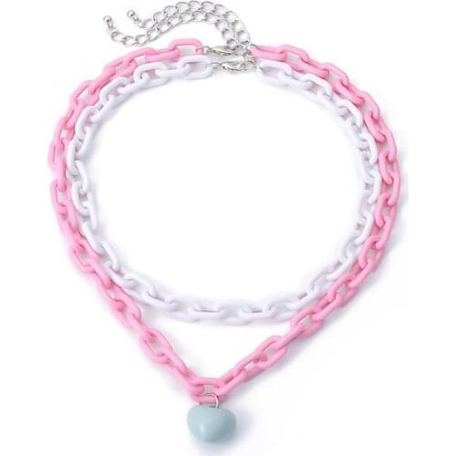 2021 The New Fashion Layered Necklace Heart Punk Simple Link Chain Choker Charm NecklacePendant Clavicle Necklace