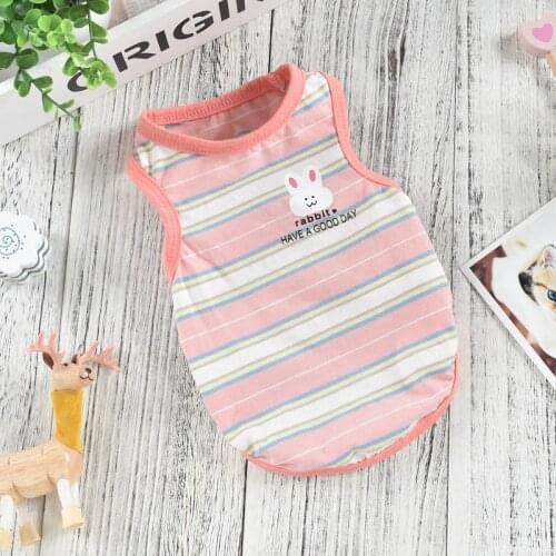 New Stripe Dog Cat T Shirt Vest Two Legs Outfit Pink Blue Rabbit Design Puppy Pajamas Spring Summer Dachshund Bulldogs Clothing