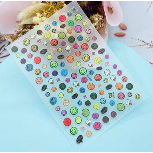Japanese Style New Technology 3d DIY Thin Traceless Nail Stickers Colorful Smiles High Viscosity Dry Nail Decals Manicure Women