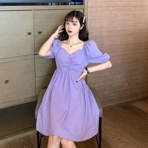 Summer Woman Midi Dress for Lady Korean Fashion Retro Style Simplee Casual Clothes Black Short T-Shirt Sexy High Waist Dresses