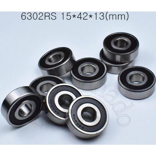 6302RS 15*42*13(mm) 10Pieces bearings ABEC-5 6302 6302RS chrome steel deep groove bearing