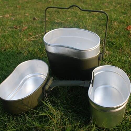 Portable 3in1 Outdoor Camping Cookware Bento Lunch Boxes Aluminum Alloy Heated Food Container for Picnic Travel Hiking Fishing