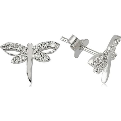 Silverlina Silver Dragonfly Studded Earrings