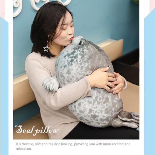 Seal Cute Cushion Plush Toy Animal Cushion for Bed Sofa Office Velvet Filling Pillow Sleeping Round Chubby Pillow Cuddly Cushion
