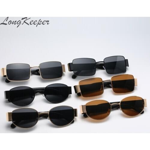 LongKeeper Vintage Steampunk Metal Sunglasses For Women Square Shades Male Sun Glasses UV400 Oculos Feminino 2 Styles