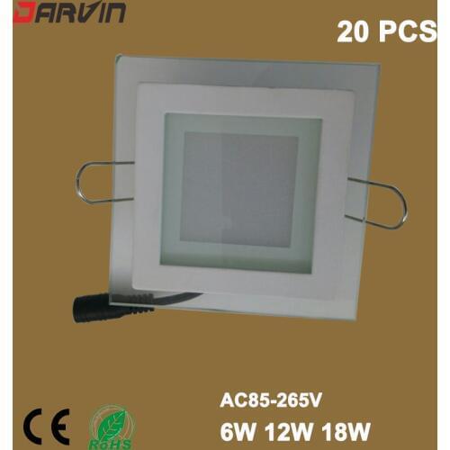 Led Panel Light 6W 12W 18W LED Panel Downlight Square Glass Panel Lights Ceiling Recessed Lamps For Home Hotel Lighting AC 110v