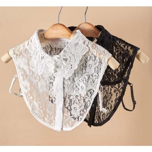 Vintage Women Fake Collars Detachable Collar Ladies Lace Floral Blouse Half Shirt Decoration Flase Collar Tie Nep Kraagie
