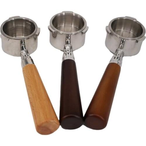 51mm Coffee Bottomless Portafilter Breville Delonghi Krups Espresso Coffee Funnel Wooden Handle Filter Holder Basket Set