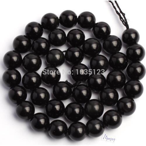 High Quality Smooth Natural Black Obsidian Stone Round 4/6/8/10/12/14mm Necklace Bracelet Jewelry Gems Loose Beads 15 Inch w700