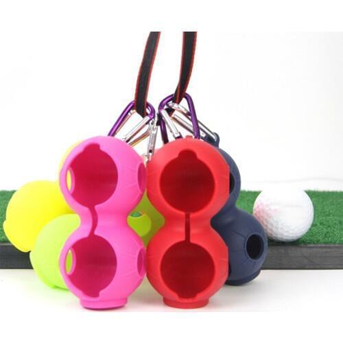 Golf Ball Protective Cover Soft Silicone Waist Holder Sleeve Bag Keyring Golfing Accessories for 2 Balls