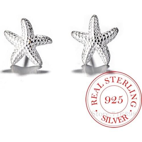 925 Sterling Silver Starfish Stud Earrings For Women sterling-silver-jewelry Female pendientes mujer moda