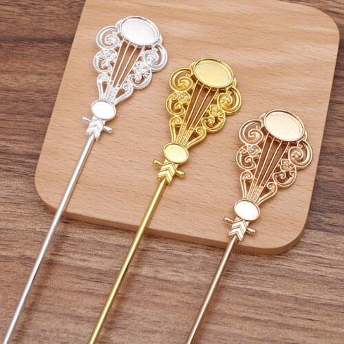 10pcs/lot Lute Shape 3 Color Alloy Hairpin Chinese Hair Sticks Bridal Hair Fork Hair Accessories For Women