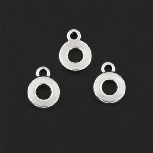20Pcs Silver Color Simple Round Hole Charms Circle Pendant Making Necklaces Diy Jewelry Ornaments Accessories 6x10mm A3134