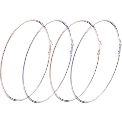 4Pairs 90mm Brass Large Hoop Earrings Big Smooth Round Circle Earrings Set for Women Jewelry Wholesale