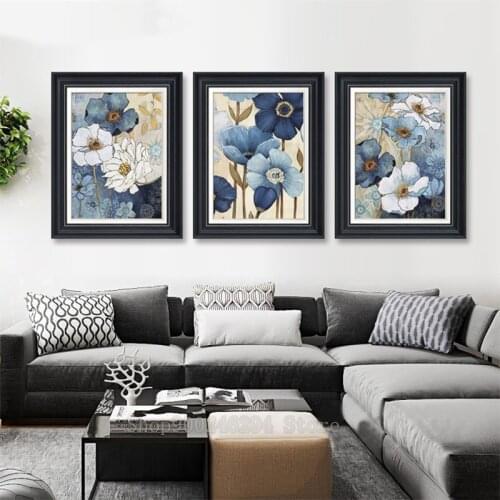 American Style Country Living Room diy Diamond Painting Bedroom Restaurant Triple Flower Cross Stitch Rhinestone Diamond FF1827
