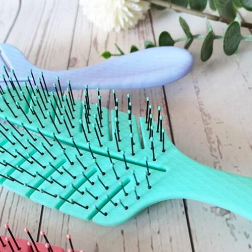 Anti Static Scalp Massage Home Wet Dry Salon Detangling Comb Portable Nylon Bristles Styling Tool Gift Hair Brush With Handle