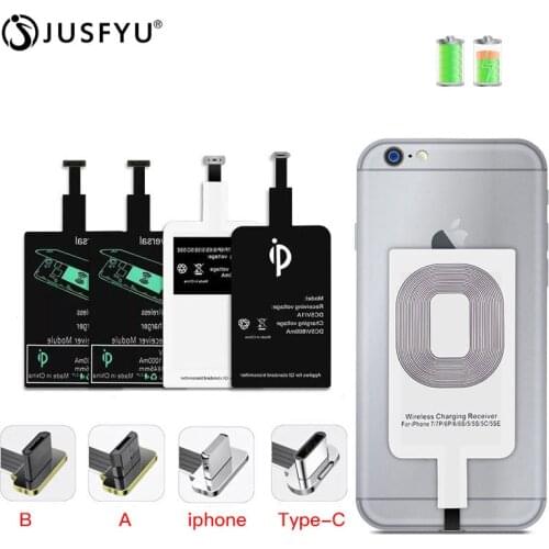 Qi Wireless Charger Receiver Support Micro USB Type C Fast Wireless Charging Adapter For iPhone Android Wireless Charge Pad dock