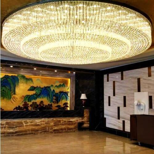 Large hotel banquet hall engineering crystal lamp custom round sales department hall lobby light villa living room chandelier