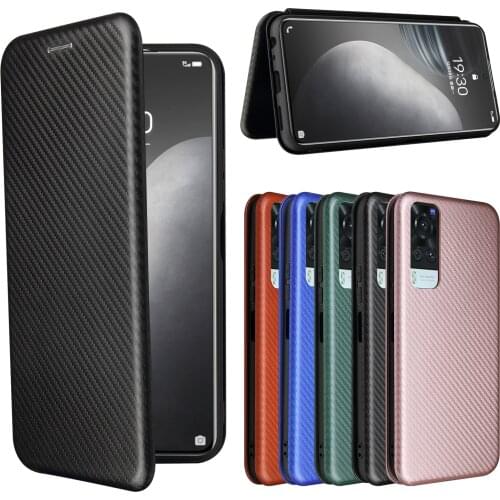 For Vivo Y31 2021 Case Carbon Fiber Flip Leather Case For Vivo Y31 Y 31 2021 Business Magnetic Wallet Card Slot Slim Cover 6.58"