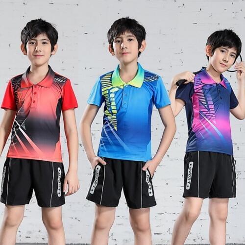 2020 Kids tennis training shirt fitness , child table tennis shirt, boys badminton tennis t-shirt,girls tennis costumes shirts