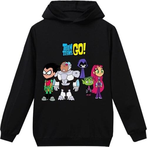 Kids Cartoon Pattern Teen Titans GO Spring and Autumn Childrens Long Sleeve Sweater Hoodie Boys Girls Casual Tops