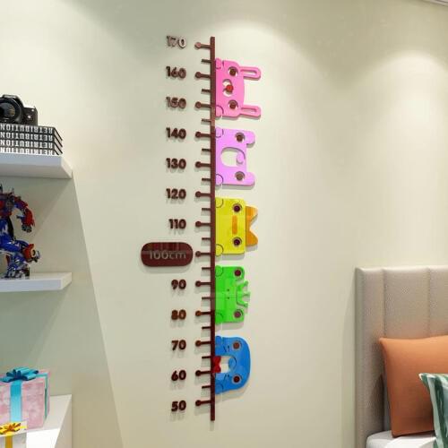 DIY Color frog Acrylic Height Stickers Cartoon Baby Measure Height Wall Sticker 3d Stereo Childrens Room Wall Art Decor Ruler