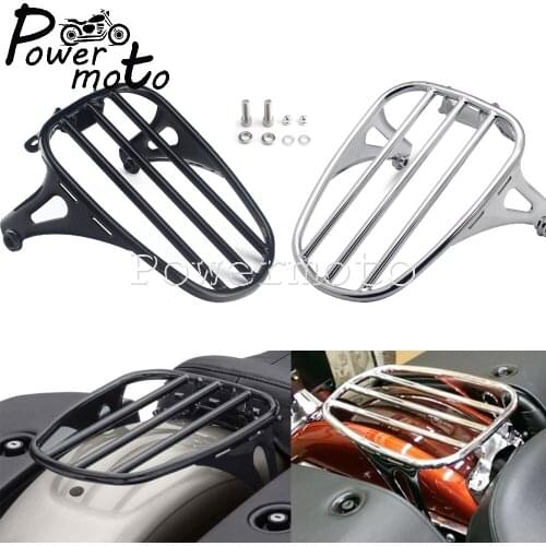 For Harley Sotail Deluxe Heritage Classic 114 FLDE FLHC FLHCS 2018-up Chrome/Black Rear Luggage Mount Rack Solo Seat 50300156