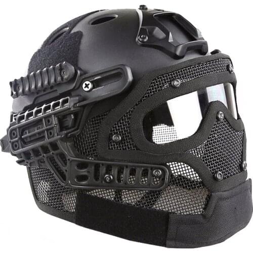 Airsoft PJ Type Fast Helmet Safety Full Face Protective PC Lens Steel Mesh G4 System Game Combat Wargame Paintball Accessories
