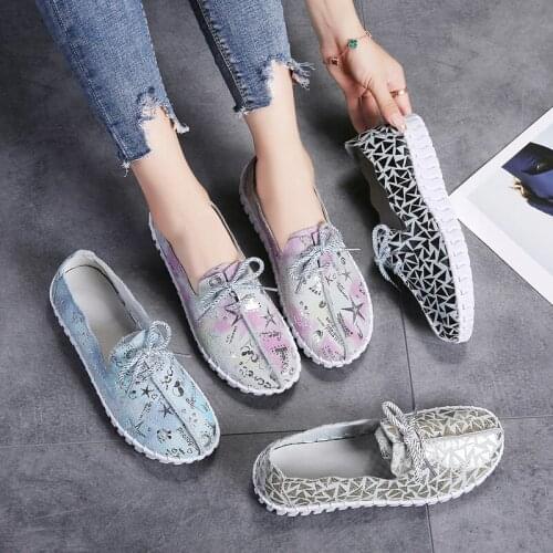 Spring Women Flats Loafers Shoes Genuine Leather Flats Female Shoes Lace Up Loafers Casual Slip-on Walking Shoes Woman