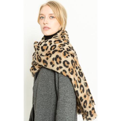 Mingjiebihuo New fashion leopard warm autumn and winter dual-use scarf shawl women girls Trend classic comfortable soft scarf