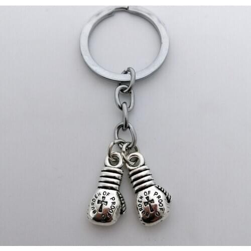 Fashion Boxing Gloves Pendant Keychain Boxer Sports Keychain DIY Mens Fighting Jewelry Car Keychain Match Sports Memorabilia