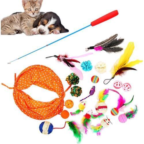 20pcs/Set Toys Variety Pack Cats Funny Mouse Catnip Sisal Balls Gift Value Feather Sets For Small Cat Pet Supplies Toy Set