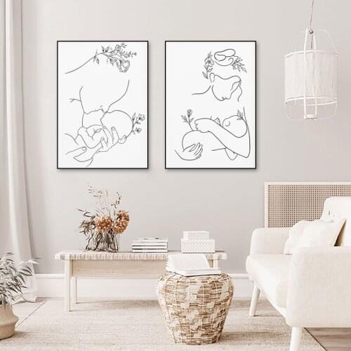 Line Posters And Prints For Mothers And Babies Minimalist Canvas Painting Abstract Wall Art Picture Living Room Home Decoration