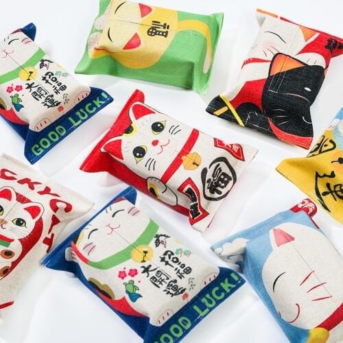 NEW Cartoon Lucky Cat Tissue Box Cover Car Napkin Paper Container Paper Towel Case Napkin Holder Home Decor Kitchen Accessories