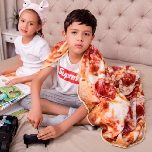 Soft warm Flannel Pizza blanket 180cm Round Shape Donut Hamburger Airplane travel Portable wearable summer Throw Blanket
