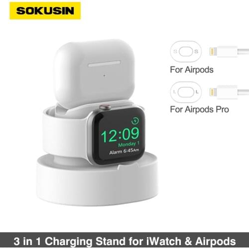 Sokusin 2 in 1 for All Apple Watch/Airpods Series Charger Stand Stroage Cable Charging Support for AirPods Pro Charger Dock