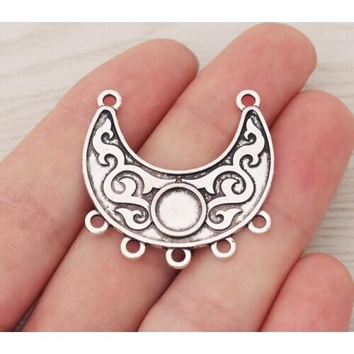 6 x Boho Crescent Moon Multi Strand Connectors Charms Pendants For Jewelry Making Findings 34.5x34mm