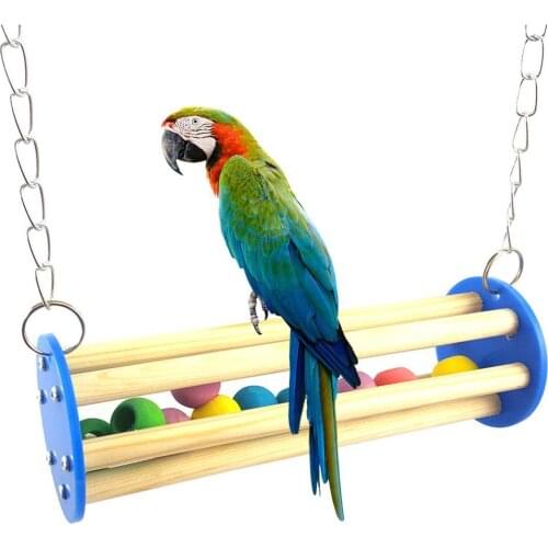 Pet Bird Squirrel Parrot Bead Chain Chewing Climbing Swing Bite Toy Cage Decor for Pet Products Bird Accessories