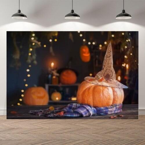 Seekpro Halloween Party Garden Pumpkin Light Night Deco Photography Background Photographic Backdrop For Photo Studio Shoot