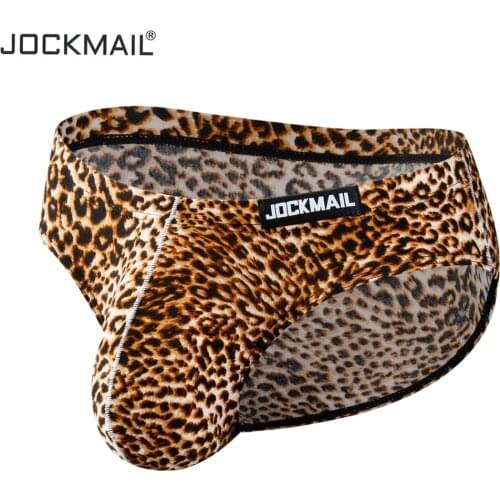 Jockmail Mens Big Bulge Pouch Sexy Underwear Men Jockstrap Briefs Bikini Gay Underwear Mens Panties Leopard Print, Serpentine