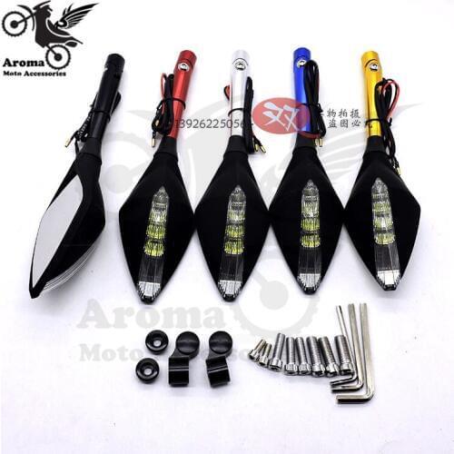 Top quality CNC LED motorcycle mirror with turn signal light motocross part motorbike mirror flashers moto side mirror indicator