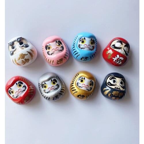 HOVFELER Japanese Ceramic Daruma Doll Refrigerator Magnetic Sticker Lucky Charm Fridge Magnet Home Decoration Gift