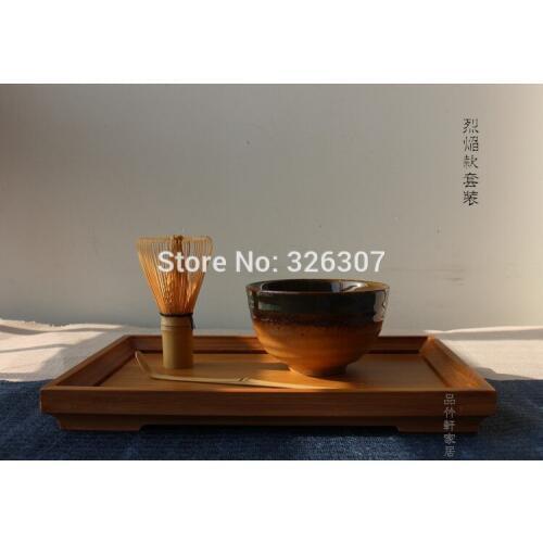Japan handmade batidor matcha kit maccha whisk bowl tea set scoop Japanese accessories flame green powder tea tools teaware