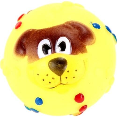 Funny Pet Dog Ball Toy Dog Face Sound Squeaky Toys Soft Rubber Chew Sound Ball Toys 1Pcs