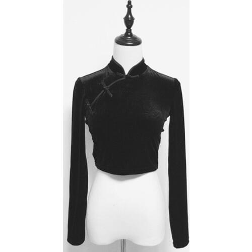 T Shirt Women Halloween Gothic Black Velvet Costume Long-sleeve Top Harajuku T Shirt Plus Size Tops Camisetas Mujer Tshirt Women