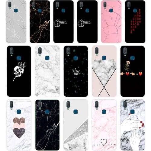 042FG Black White Marble Love Heart gift Soft Silicone Tpu Cover phone Case for VIVO Y3 Y11 Y12 Y15 Y17 Neo Pro Case