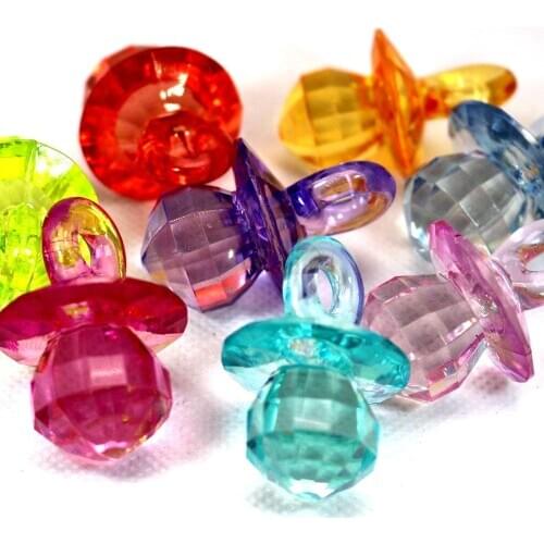 10 Mixed Color Transparent Acrylic Faceted Large Baby Nipple Pendants 40X28mm
