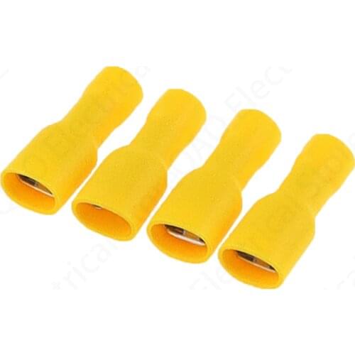 100PCS FDFD5.5-250 5-250 Female Insulated Electrical Crimp Terminal Connectors Cable Wire Connector 100PCS/Pack AWG 12-10 FDFD