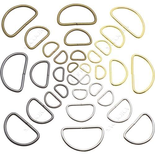 100pcs/pack Nickel Plated D ring Semi ring Ribbon clasp Knapsack belt buckle