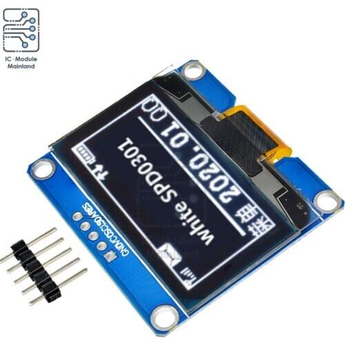 5Pin IPS 1.54 inch OLED Screen Display Module White Blue Yellow 128x64 SPI Interface SPD0301 Driver IC Adapter Board for arduino